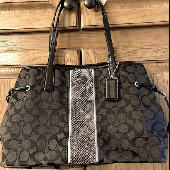 Coach Handbags - Coach Signature Drawstring Python Stripe